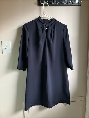 COS - Women's Navy Bow-Accent Shift Dress